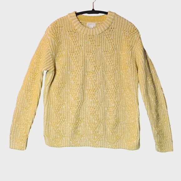 Caslon Rib Cable Knit Mock Neck Sweater S Yellow Vibrant Heritage Fall Pullover - Picture 3 of 10